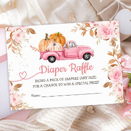 Pumpkin Baby Shower Fall Rosa Lastbil Diaper Raffl Tilläggskort