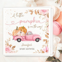 Pumpkin Baby Shower Fall Rosa Lastbil Party Papper Pappersservett