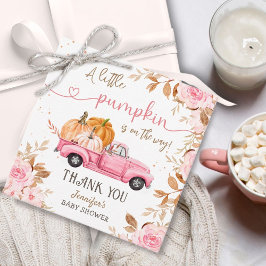 Pumpkin Baby Shower Fall Rosa Lastbil Tack Gåvor Etiketter