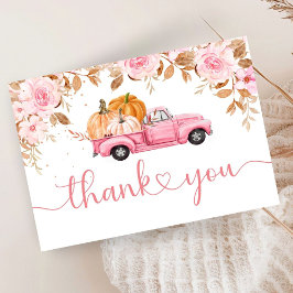 Pumpkin Baby Shower Fall Rosa Lastbil Tack Tilläggskort