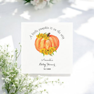 Pumpkin Baby Shower Fall Solros Orange White Pappersservett