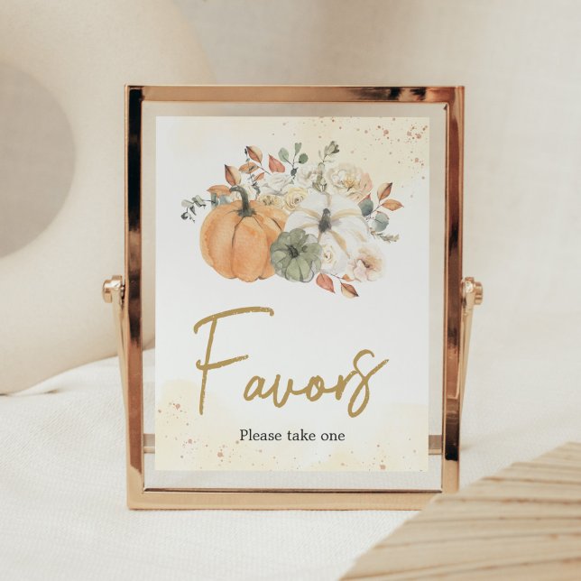 Pumpkin Baby Shower-favoriter för höstfällning Blo Poster (A Little Pumpkin Baby Shower Favors Sign)