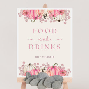 Pumpkin Baby Shower Food & Drinks Sign Poster