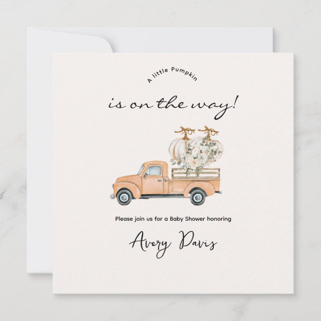 Pumpkin Baby Shower för anpassningsbar Branded Fal (Framsida)