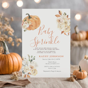 Pumpkin Baby Shower för Blommigt för baby Sprinkle Inbjudningar