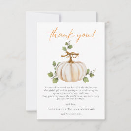 Pumpkin Baby Shower för Neutralt av ljus Tack Kort