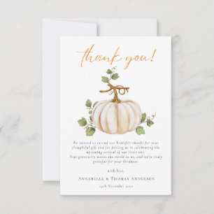 Pumpkin Baby Shower för Neutralt av ljus Tack Kort