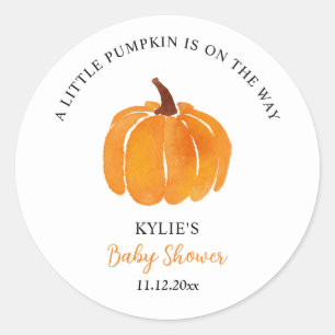 Pumpkin Baby Shower för vattenfärgsfärg-Orange Runt Klistermärke