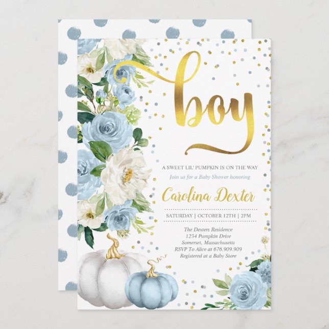 Pumpkin Baby Shower-gästfotograf Inbjudningar (Fram/baksida)