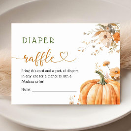 Pumpkin Baby Shower Gender Neutral Diaper Raffle Tilläggskort