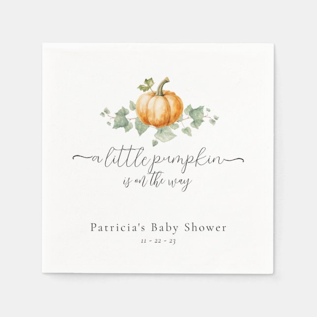 Pumpkin Baby Shower Gender Neutral Event Napkins Pappersservett (Framsidan)