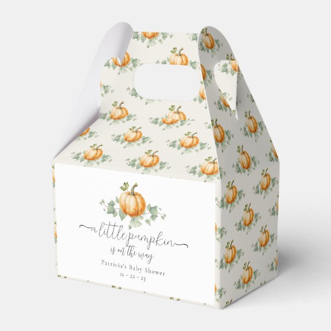 Pumpkin Baby Shower Gender Neutral Favbox Presentaskar (Framsidan Sidan)