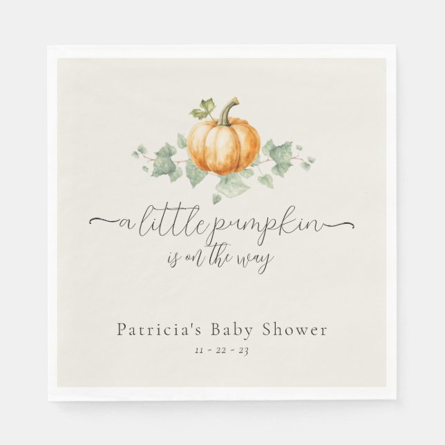 Pumpkin Baby Shower Gender Neutral Napkins Pappersservett (Framsidan)