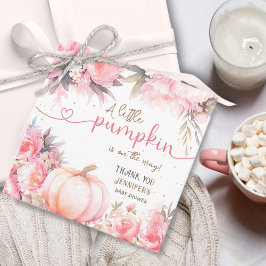 Pumpkin Baby Shower Girl Blommigt Rosa - höst Gåvor Etiketter