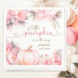 Pumpkin Baby Shower Girl Rosa Blommigt Fall Papper Pappersservett