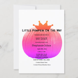 Pumpkin Baby Shower Girls Rosa Abstrakt QR-kod Inbjudningar