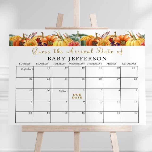 Pumpkin Baby Shower gissar förfallodatumkalender Poster (Skapare uppladdad)