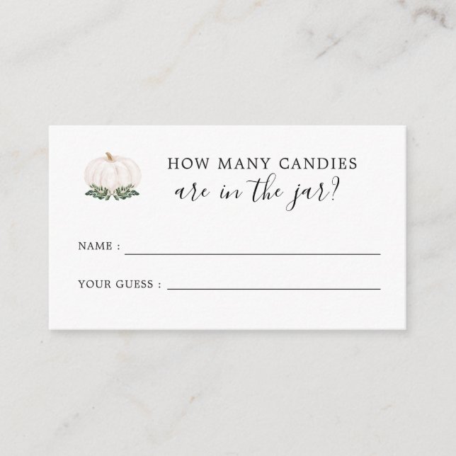 Pumpkin Baby Shower gissar hur många kaniner Tilläggskort (Framsida)