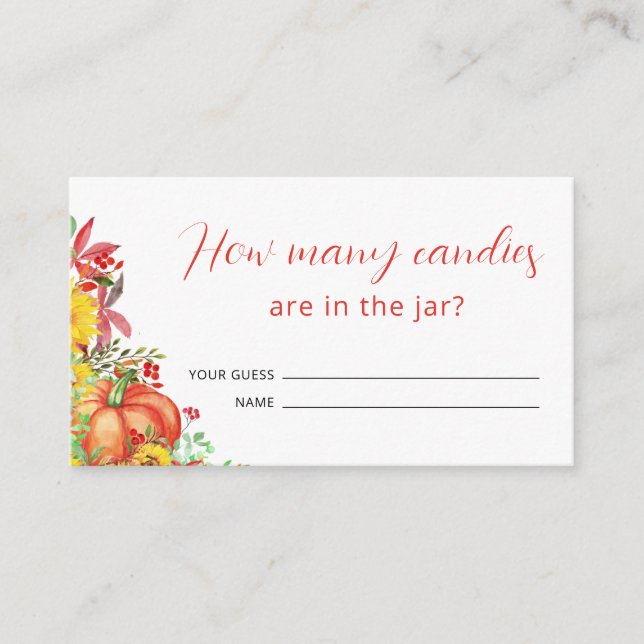 Pumpkin Baby Shower gissar hur många kaniner Tilläggskort (Framsida)