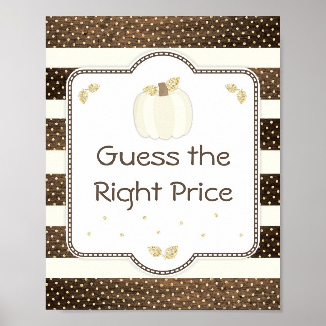 Pumpkin Baby Shower gissar Prist spel, Wood Ivory Poster (Framsidan)