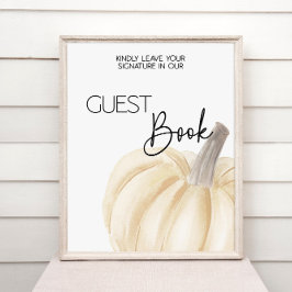 Pumpkin Baby Shower Guest Bok-tecken Poster