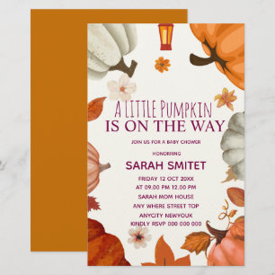 Pumpkin Baby Shower-inbjudan, en liten Pumpkin i Brevpapper