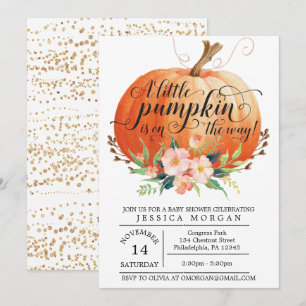 Pumpkin Baby Shower-inbjudan - Fall Baby Shower Inbjudningar