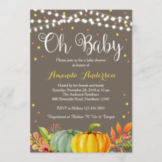 Pumpkin Baby Shower-inbjudan, Fall Baby Shower Inbjudningar