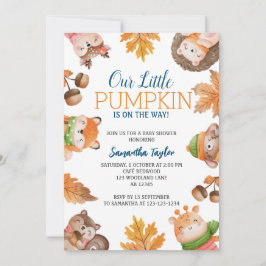 Pumpkin Baby Shower-inbjudan, Fall Woodland Inbjudningar