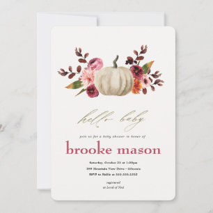 Pumpkin Baby Shower-inbjudan för hösten-knapp för Inbjudningar