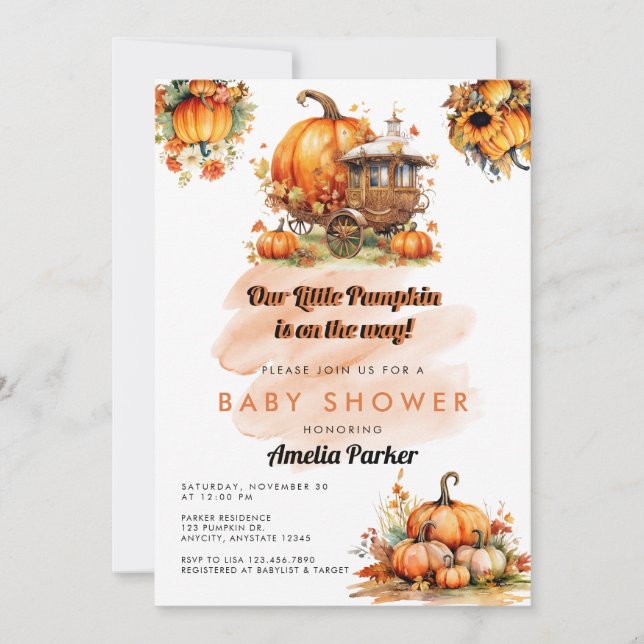 Pumpkin Baby Shower-inbjudan Inbjudningar (Framsida)