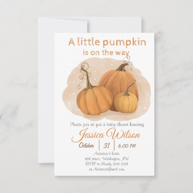 Pumpkin Baby Shower-inbjudan Inbjudningar (Framsida)