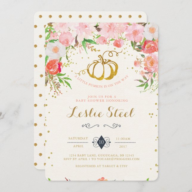 Pumpkin Baby Shower-inbjudan Inbjudningar (Fram/baksida)