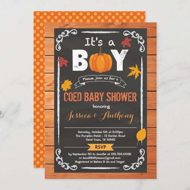 Pumpkin Baby Shower-inbjudan Inbjudningar (Fram/baksida)
