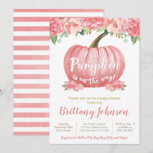 Pumpkin Baby Shower-inbjudan Rosa Inbjudningar