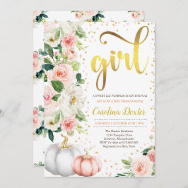 Pumpkin Baby Shower-inbjudan Rosa och Guld Inbjudningar