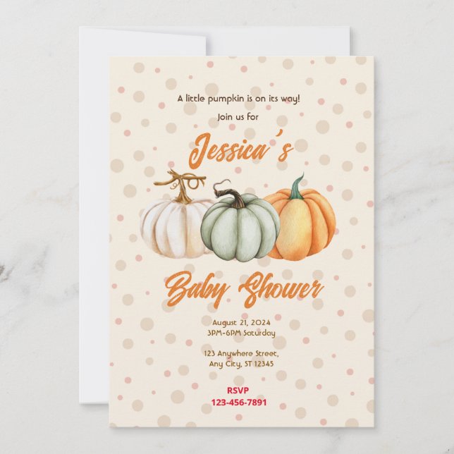 Pumpkin Baby Shower Inbjudningar (Framsida)