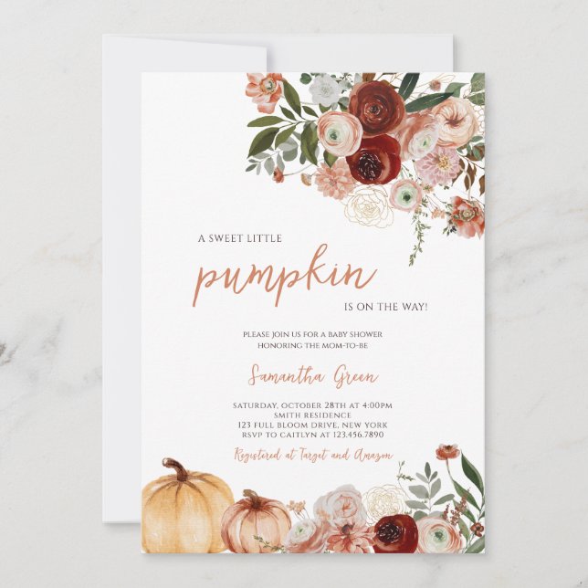 Pumpkin Baby Shower Inbjudningar (Framsida)