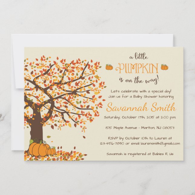 Pumpkin Baby Shower-inbjudningar - Little Pumpkin Inbjudningar (Framsida)