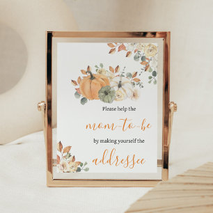 Pumpkin Baby Shower-kuvert för hösten Blommigt Sta Poster