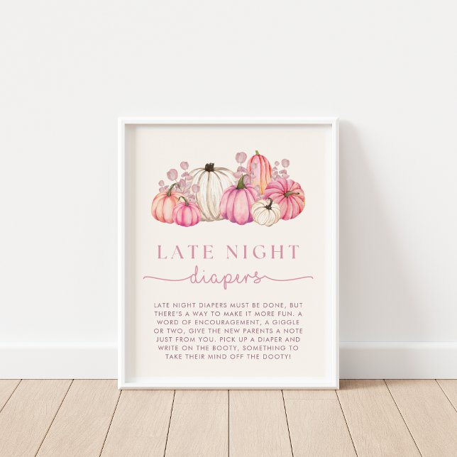 Pumpkin Baby Shower Late Sate Natt Diaper Sign-sig Poster (Skapare uppladdad)