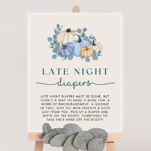 Pumpkin Baby Shower Late Sate Natt Diaper Sign-sig Poster