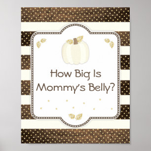 Pumpkin Baby Shower Mamma Belly Game, Wood Ivory Poster