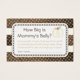 Pumpkin Baby Shower Mamma Belly Game, Wood Ivory Visitkort