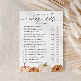 Pumpkin Baby Shower Mamma eller pappa Game Card Inbjudningar