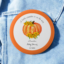 Pumpkin Baby Shower Orange White Blommigt Knapp