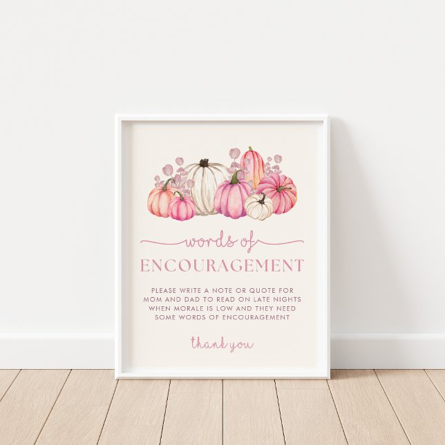 Pumpkin Baby Shower Ord of Encouragement Sign Poster (Skapare uppladdad)