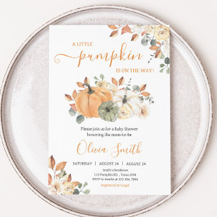 Pumpkin Baby Shower på hösten Blommigt Inbjudningar