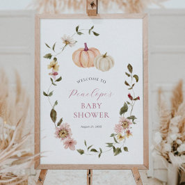 Pumpkin Baby Shower på hösten Blommigt Poster