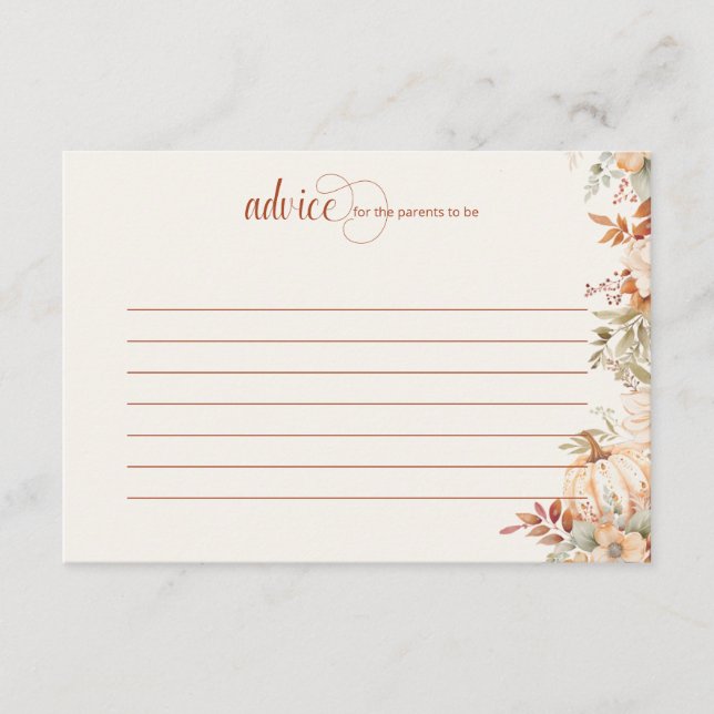 Pumpkin Baby Shower på hösten Blommigt Rådkort (Framsida)